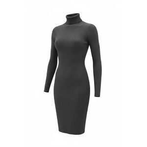 Ralph Lauren Gray Ribbed Turtleneck Midi Dress Cashmere Blend Small Long Sleeve